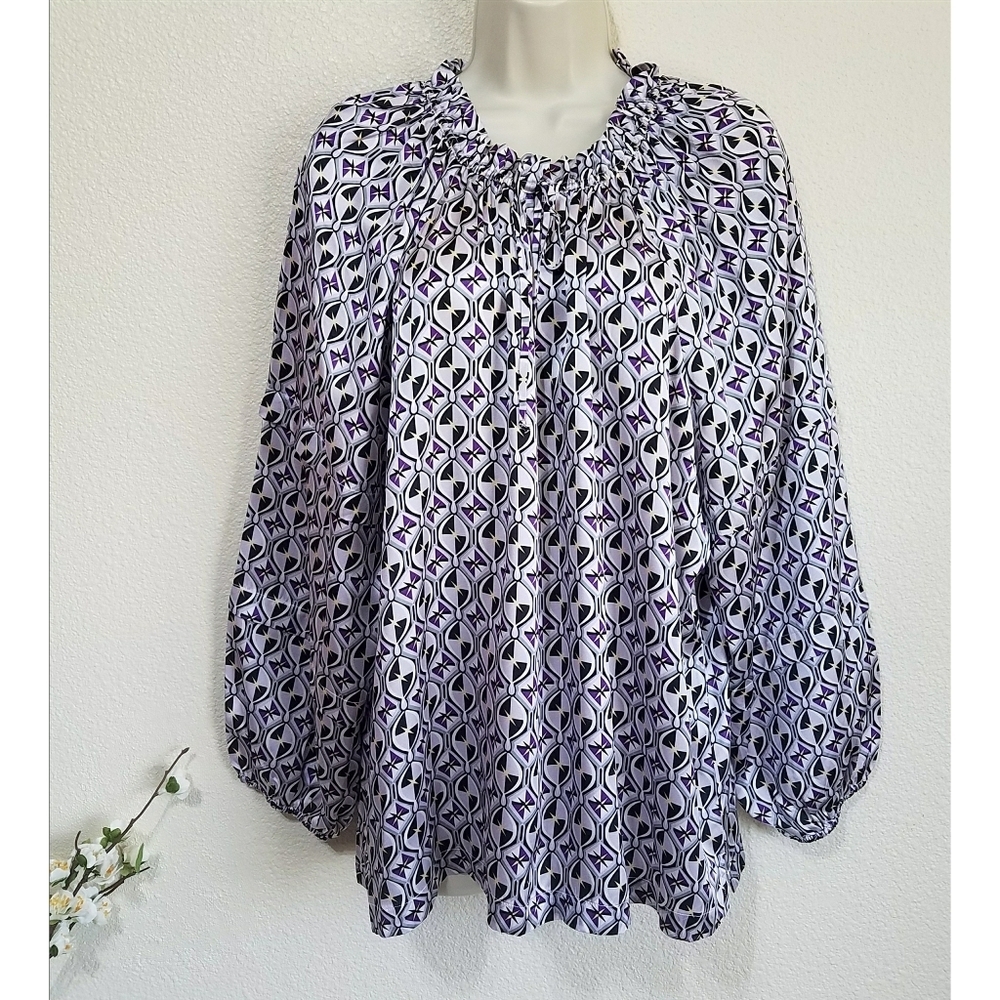 Tyler Boe Dorothy Charm Silk Geo Blouse